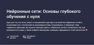 [Stepik] Нейронные сети: Основы глубокого обучения с нуля (Валерий Никаноров)