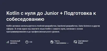 [Stepik] Kotlin с нуля до Junior + Подготовка к собеседованию (Андрей Сумин)