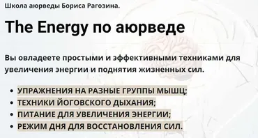 The Energy по аюрведе (Борис Рагозин)