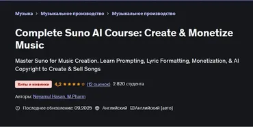 [Udemy] Полный курс Suno AI: Создание и монетизация музыки (Neyamul Hasan)