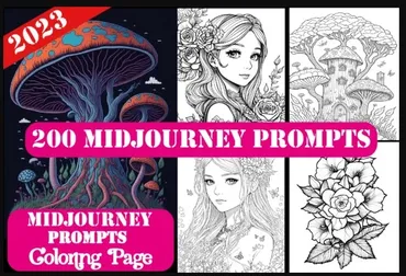 [Creativefabrica] 200 Midjourney Prompts for Coloring Page