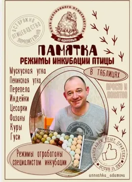 Памятка. Режимы инкубации птицы в таблицах (Анна Адамова, Алексей Адамов)