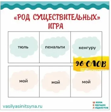 [Школа будущих лицеистов] Игра «Род существительных» (Василя Синицына)