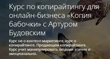 [На Арене] Копирайтинг для онлайн-бизнеса «Копия бабочки», 2021 (Артур Будовский)