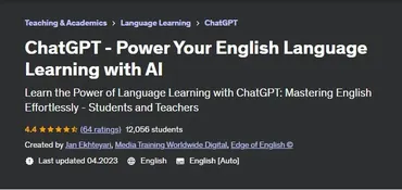 [Udemy] ChatGPT — улучшите изучение английского языка с помощью ИИ (Jan Ekhteyari)