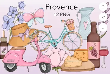 [Palmpink Illustrations] Набор иллюстраций Прованс 12 PNG (Дарья Львова)