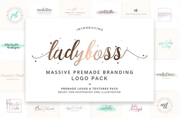 [Creative Market] Ladyboss Logo Pack — 330 логотипов в «женском» стиле. PS & AI