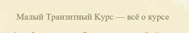 Малый транзитный курс  (Екатерина Луговая)