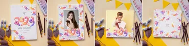 Шаблон выпускного фотоальбома. Дизайн Цветные карандаши (Ксения Фёдорова)