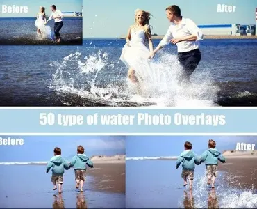 Фотоналожения Брызги воды, пузыри, морские волны / Water photo Overlays (MrOverlay)