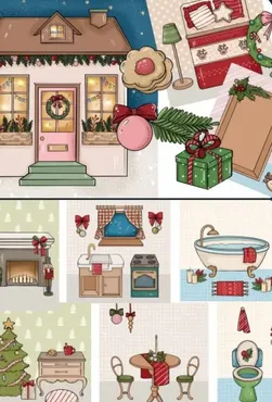 [Palmpink Illustrations] Набор иллюстраций Christmas house (Дарья Львова)