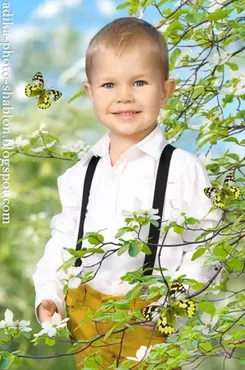 Весенний фотошаблон в PSD Весна белые цветы (Adika)