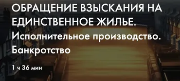 Обращение взыскания на единственное жилье. Исполнительное производство. Банкротство (Мария Ерохова)