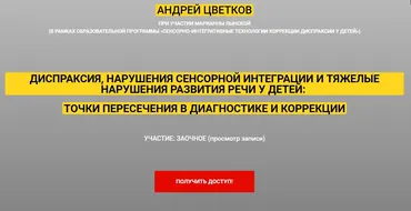 Сенсорно-интегративные технологии коррекции диспраксии у детей (Марианна Лынская, Андрей Цветков)