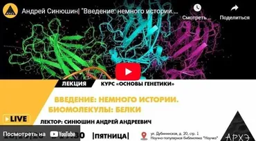 [Архэ] Основы генетики. Лекция 1 «Введение: немного истории. Биомолекулы: белки» (Андрей Синюшин)
