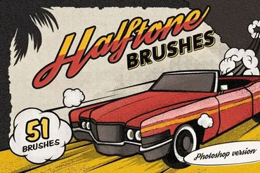 [Pixelbuddha] Винтажные полутоновые кисти Photohop для комиксов | Vintage comic book halftone brushe