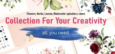 [Creative Market] Huge watercolor floral collection/Огромная акварельная цветочная коллекция(Lisima)