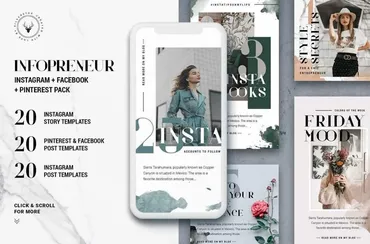 [CreativeMarket] Шаблоны для Instagram, Facebook, Pinterest / #Infopreneur (SilverStag)
