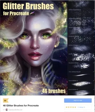 46 Glitter Brushes for Procreate / 46 Глиттер Кистей (Sandra Winther)