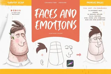 Набор кистей для создания лиц и эмоций / Faces & Emotions Procreate Brush (Spasibenko Art)