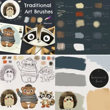 [nelli_suneli] Кисти традиционные для иллюстраций / Traditional Procreate Brushes (Нелли Санейл)