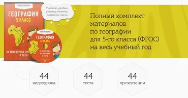 [Videouroki] Полный комплект материалов по географии для 5-го класса (ФГОС) на весь учебный год (Дмитрий Тарасов)