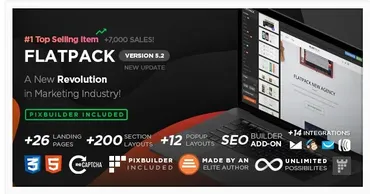 [themeforest] FLATPACK – Landing Pages Pack With Page Builder/ Пакет Целевых страниц с конструктором страниц, 2015