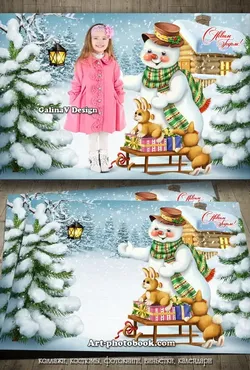 [Art-photobook] Коллаж Снеговик и зайчики (GalinaV)