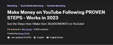 [Udemy] Зарабатывайте на YouTube, следуя проверенным шагам - Работает в 2023 году (Roope Kiuttu)