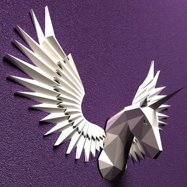 Крылья и Единорог. Wings & Unicorn [Живая бумага. Papercraft. Полигональные фигуры]