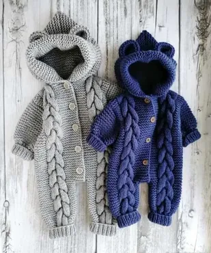 Мастер-класс: Вязаный комбинезон с ушками детский. Спицы (knitting.pattern)
