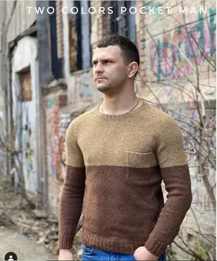 [Вязание] Мужской свитер «Two colors pocket man» ( natali_aksyonova_knit)