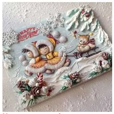 [family_desserts] Новогодняя открытка. МК по росписи пряников (Евгения Локтева)