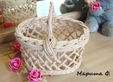 [Newspaper_weaving] Ажурная корзиночка (Марина Федорова)