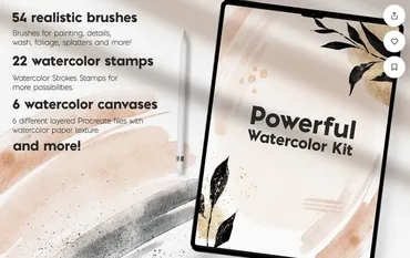 [Creativemarket] Powerful Watercolor Kit - Мощный набор акварельных кистей  (PeDe Designs)