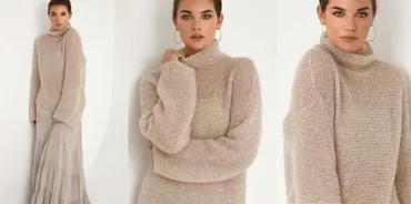 [Вяжи.ру] Свитер из мохера Beige (Ким Харгривз)