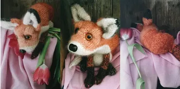 [вяжи.ру] Вязаный спицами лисёнок Fox Cub (Клер Гарланд)
