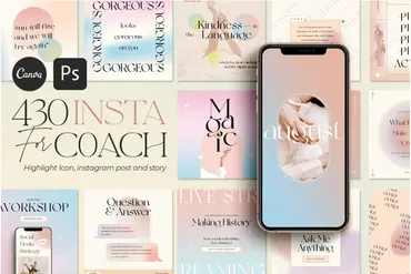 [CreativeMarket] Instagram Gradient Coach. Canva PS / Шаблоны для инстаграм (Eviory)