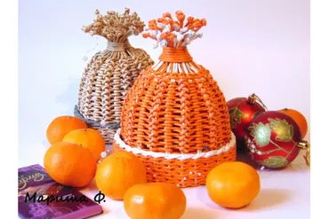 [Newspaper_weaving] Шапочка - упаковка (Марина Федорова)