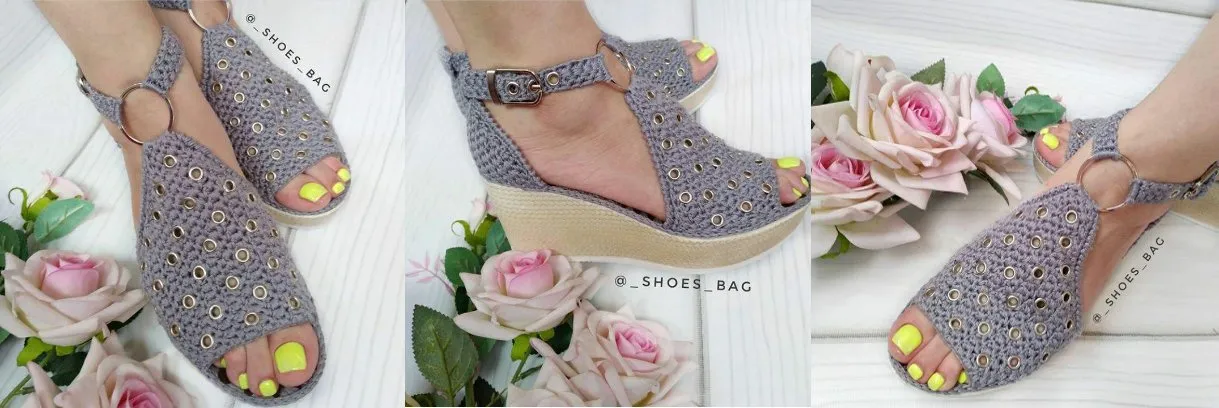 [Вязание] Босоножки с люверсами (_shoes_bag)