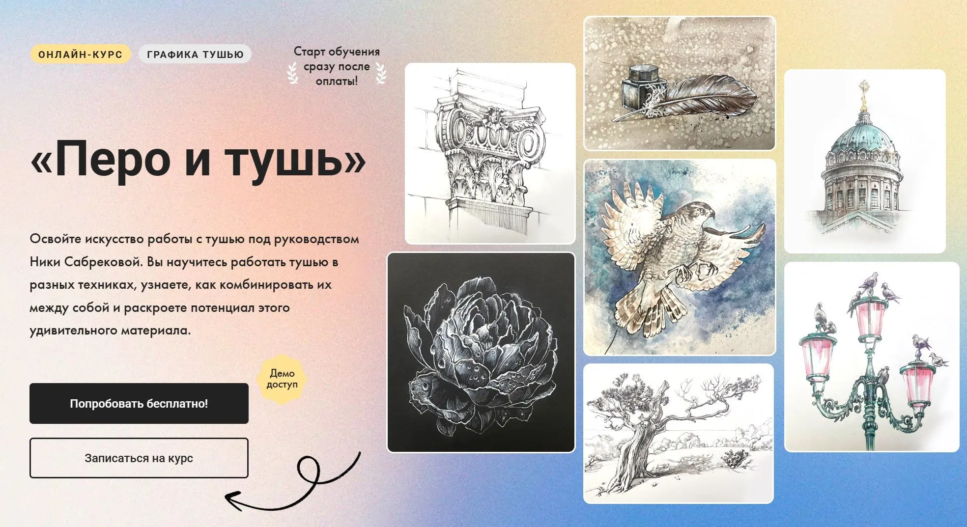 [Художник онлайн] Перо и тушь. Тариф Без обратной связи (Ника Сабрекова)