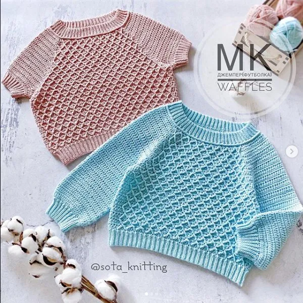 Джемпер, футболка Waffles (sota_knitting)