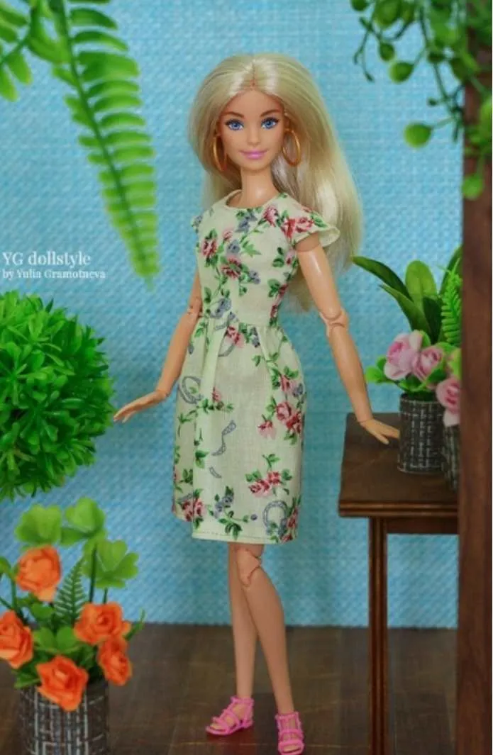 [YG Dollstyle] Летнее платье с рукавами крылышками для Барби (Юлия Грамотнева)