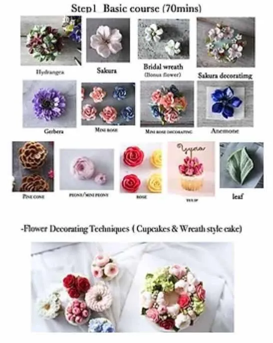 Flower Piping & Decorating Online Course. Step 1 Basic course. Кремовая флористика в корейской технике (Jihye Yun)