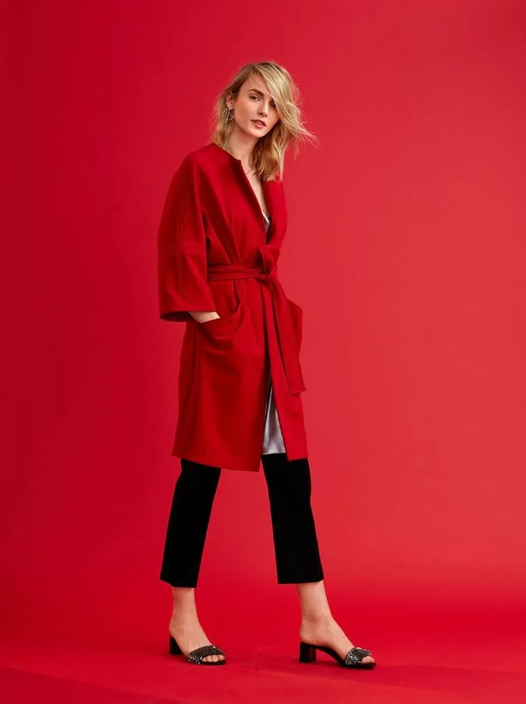 [Burda Style] Пальто О-силуэта с цельнокроеными рукавами №107, Burda 8/2017. Размеры 36-44