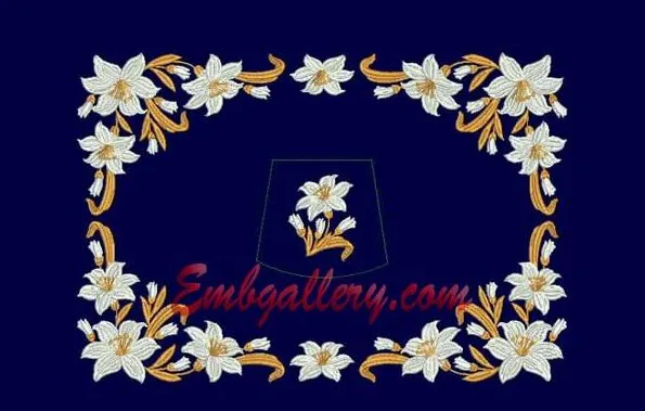 [Машинная вышивка] Дизайн «Лилии» набор для покровцов и воздухов [Embgallery]