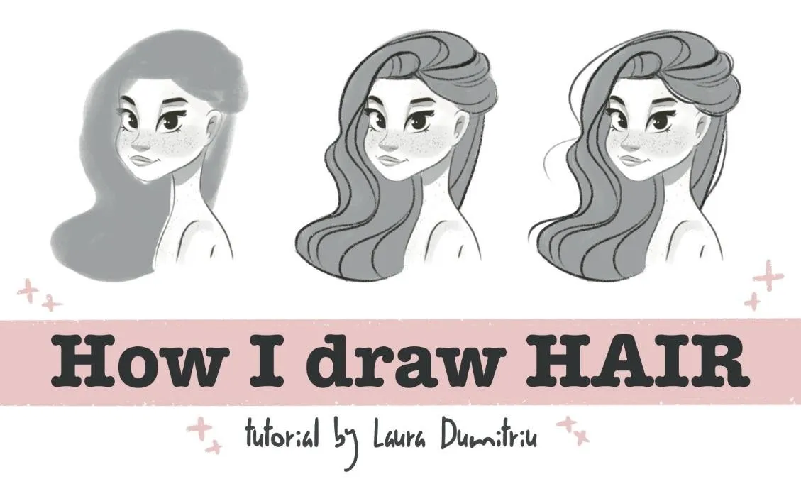 Как рисовать волосы персонажа / How I draw hair (Laura Dumitriu)