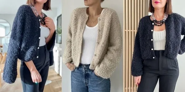[Вяжи.ру] Жакет из пряжи букле Audrey Jacket (Cheryl Mokhtari)