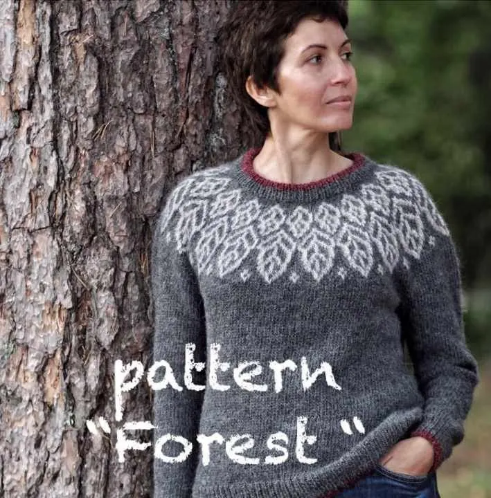 Свитер с жаккардовой кокеткой Forest (penelopapeysa)