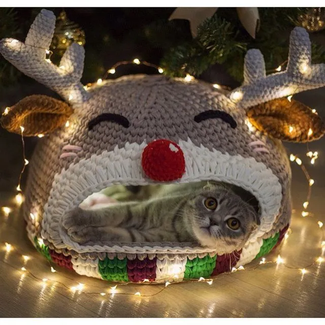Мастер-класс по вязанию Домик для кошки (knitka_school)